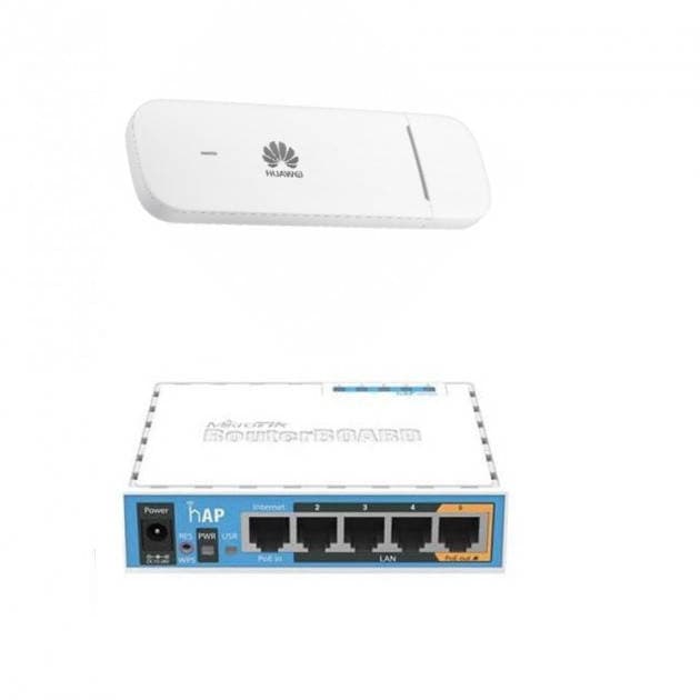 Комплект 4G Wi-Fi Mikrotik hAP ac lite з модемом Huawei E3372-320