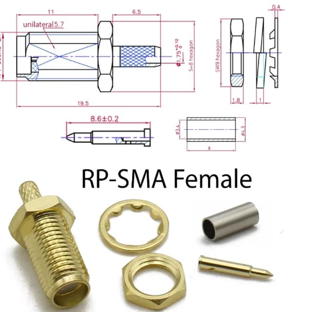 Роз'єм RP SMA Female для кабелів RG174/RG316/LMR100