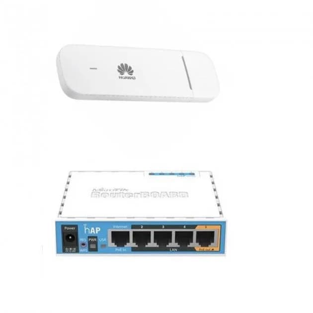 Комплект 4G Wi-Fi Mikrotik hAP ac lite з модемом Huawei E3372-320