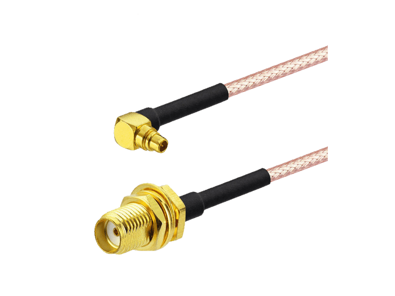 Кутовий кабельний перехідник MMCX male — SMA female RG-178 20 см